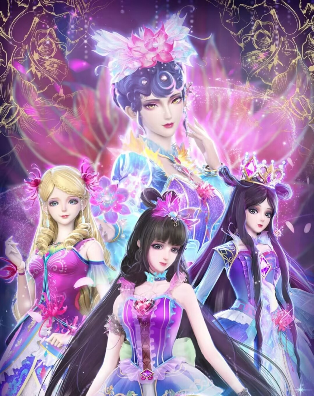 叶罗丽#叶罗丽美图壁纸,王默穿汉服撑伞,白光莹和庞尊双人舞,罗丽