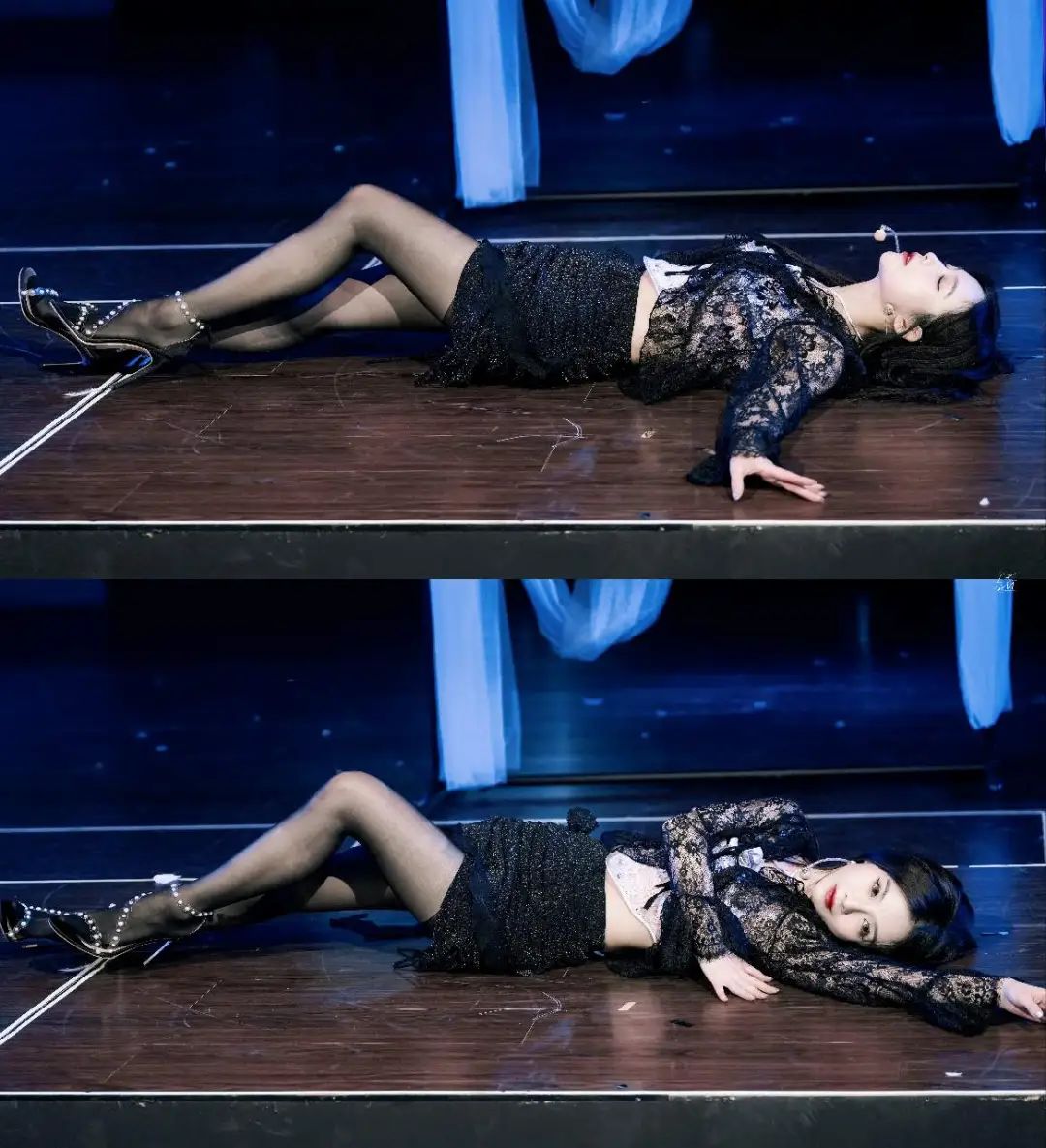 许杨玉琢性感舞台照,黑丝短裙,舞姿曼妙,生日公演造型