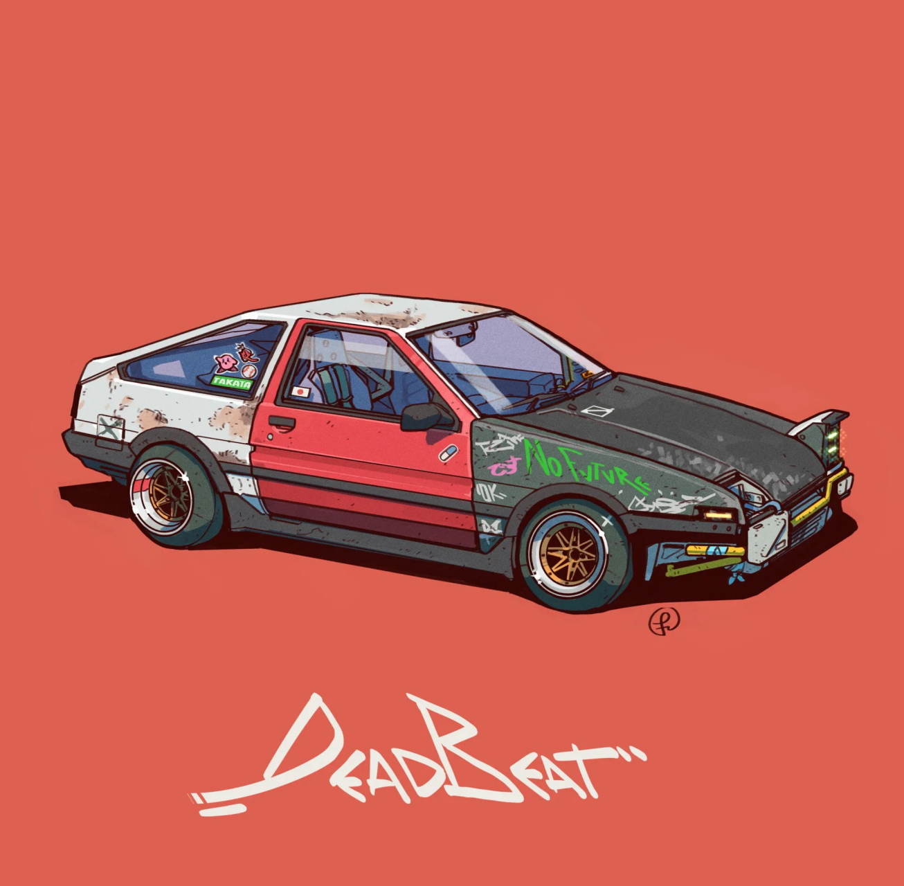 correa绘制的一组汽车插画,描绘了各种改装风格的车辆