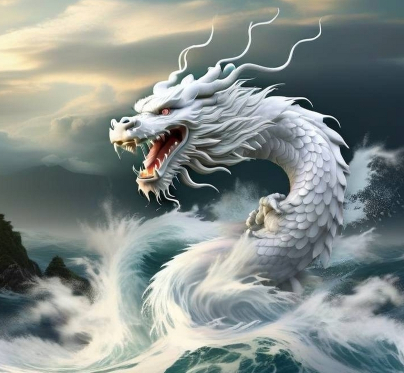 龙年说龙,祈愿纳福: 日月行空从地转, 蛟龙入海卷潮回.