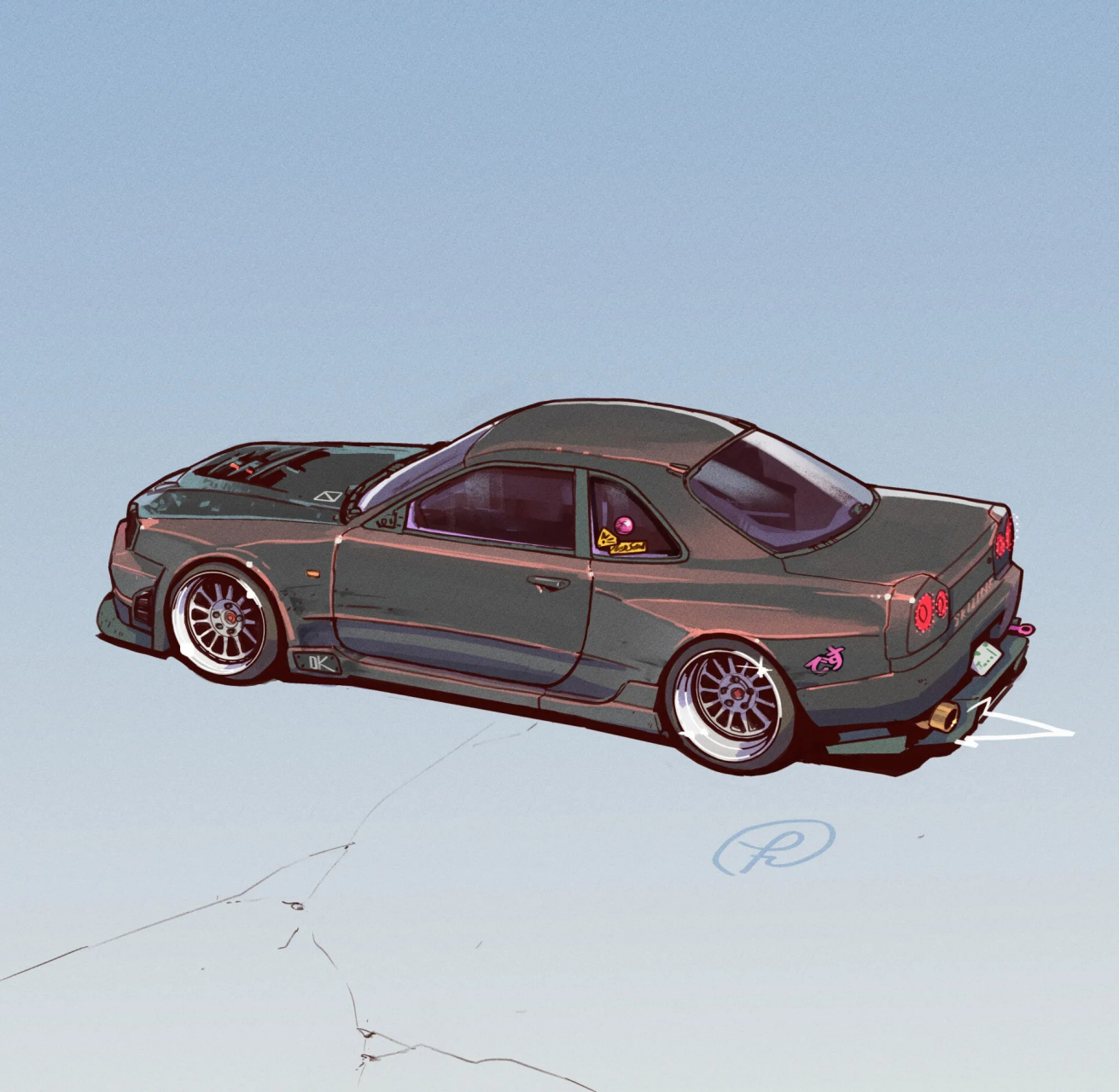 correa绘制的一组汽车插画,描绘了各种改装风格的车辆