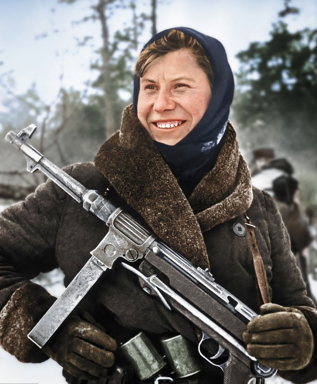 图为白俄罗斯纳斯蒂亚游击队的一名队员,白俄罗斯在1943到44年间经历