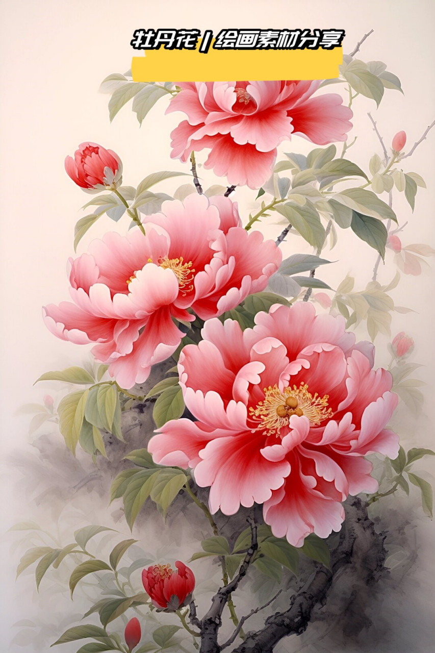 牡丹花|绘画素材分享  繁华落尽春风起,笔尖下的国色天香正当时.