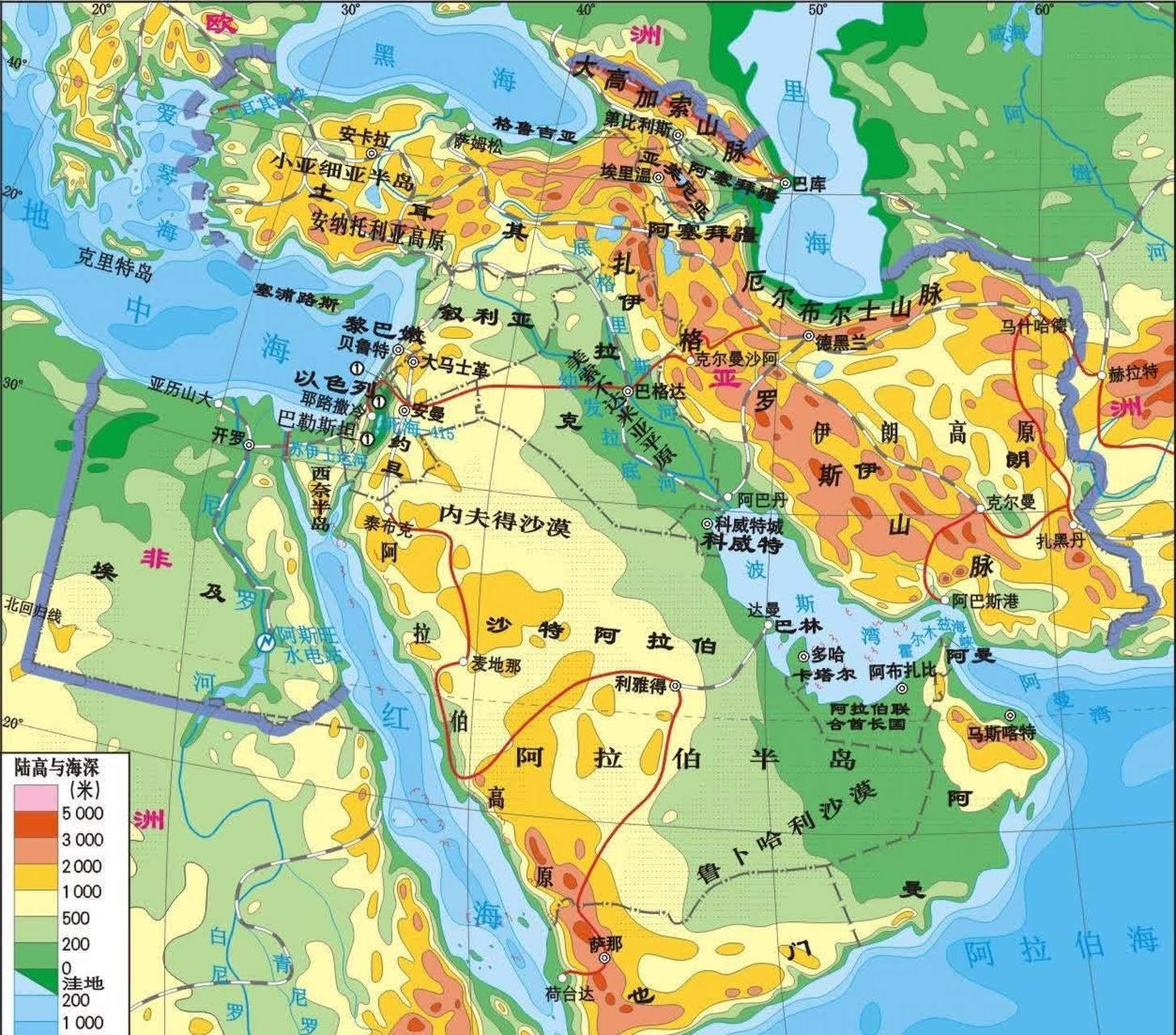 中东地形图