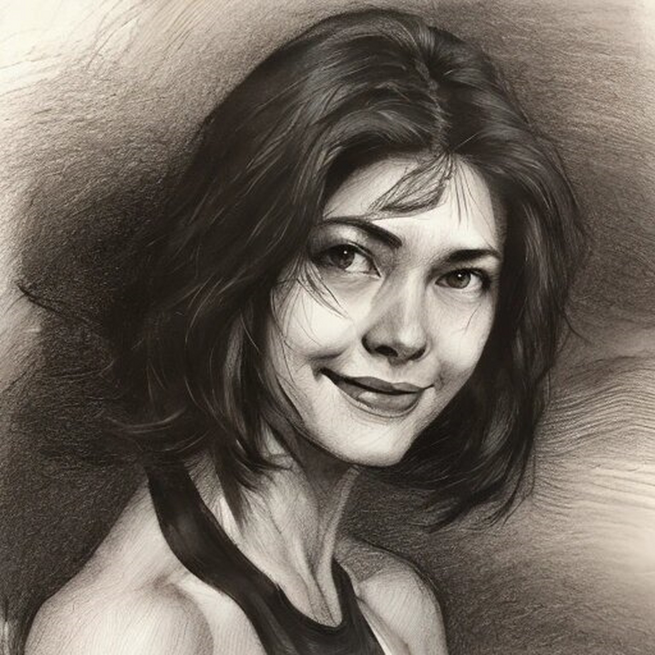 今日人像画  尝试画一幅人像素描,模特是一位美丽的女孩.