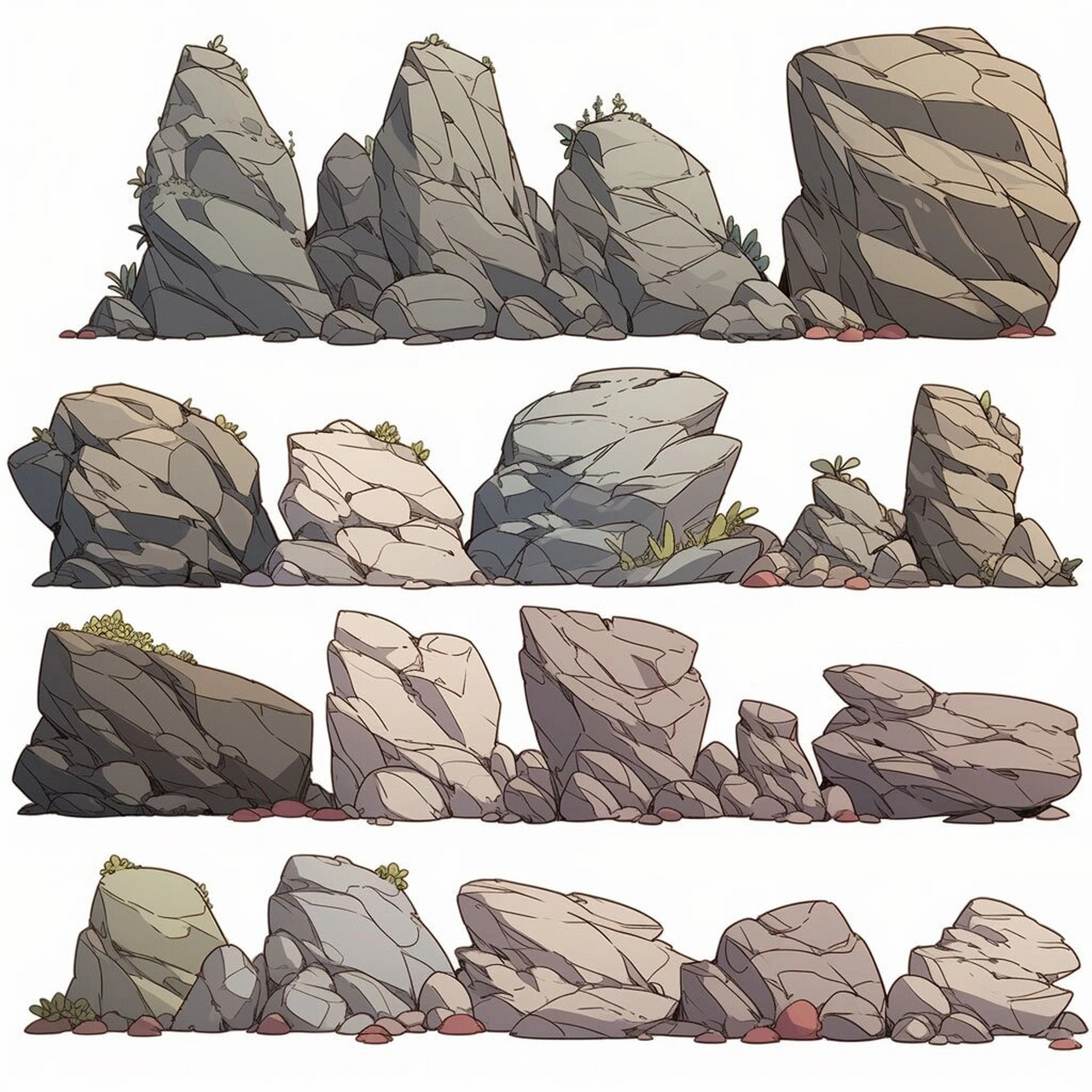 岩石手绘素材集  我倾尽心力,亲手描绘出了一幅幅形态各异,栩栩如生的