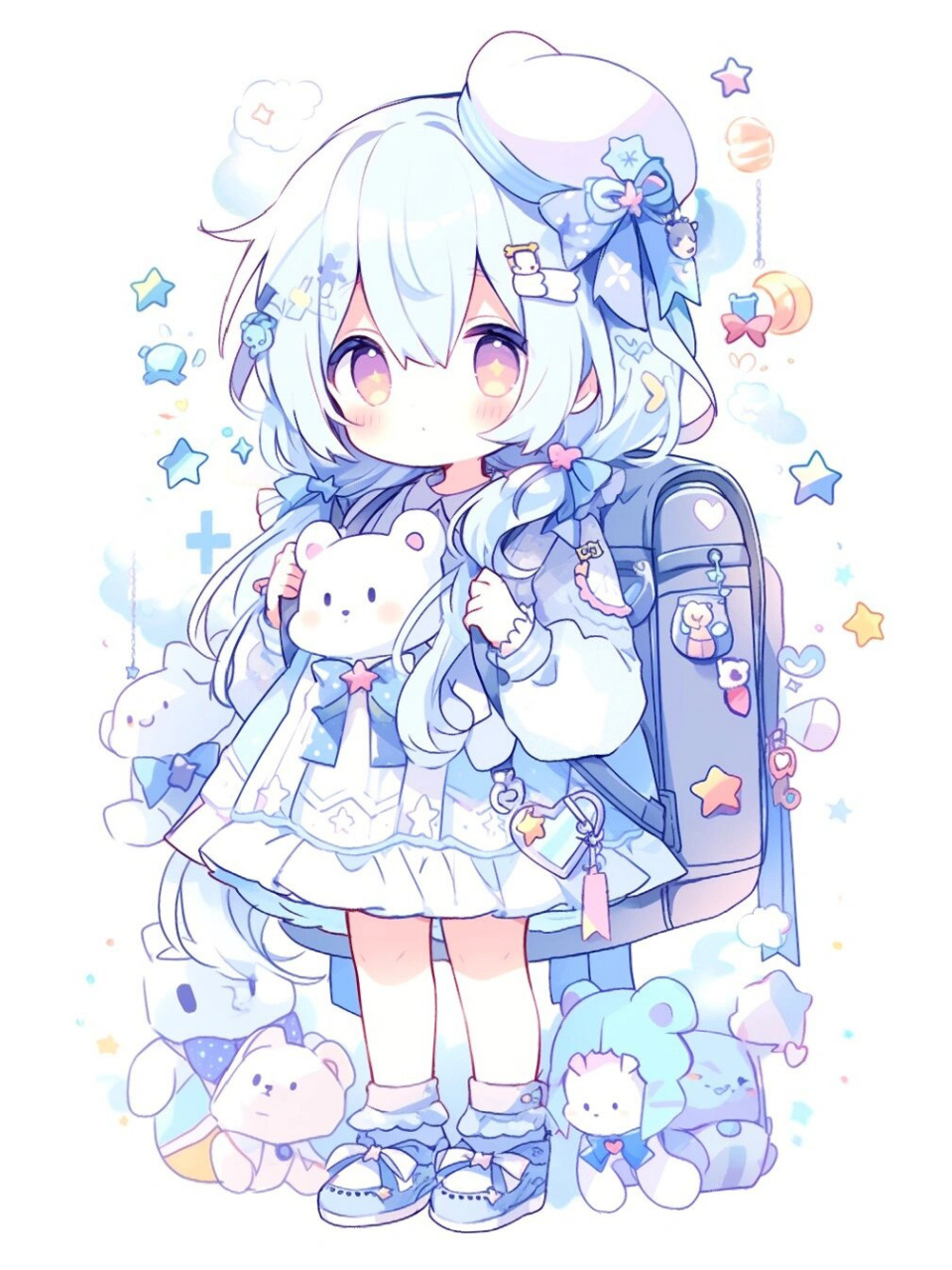 q版蓝色系上学小萝莉