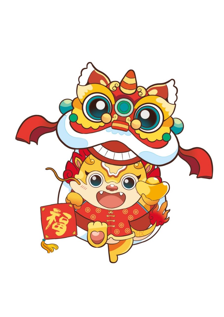 国潮风舞狮素材&元旦新年春节舞狮插画  逢年过节,民间传统习俗中总少