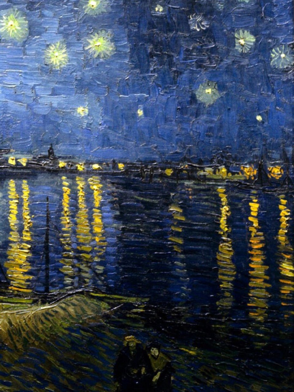 【每日名画赏析】《罗纳河上的星夜》梵高  梵高在阿尔勒创作了《罗纳