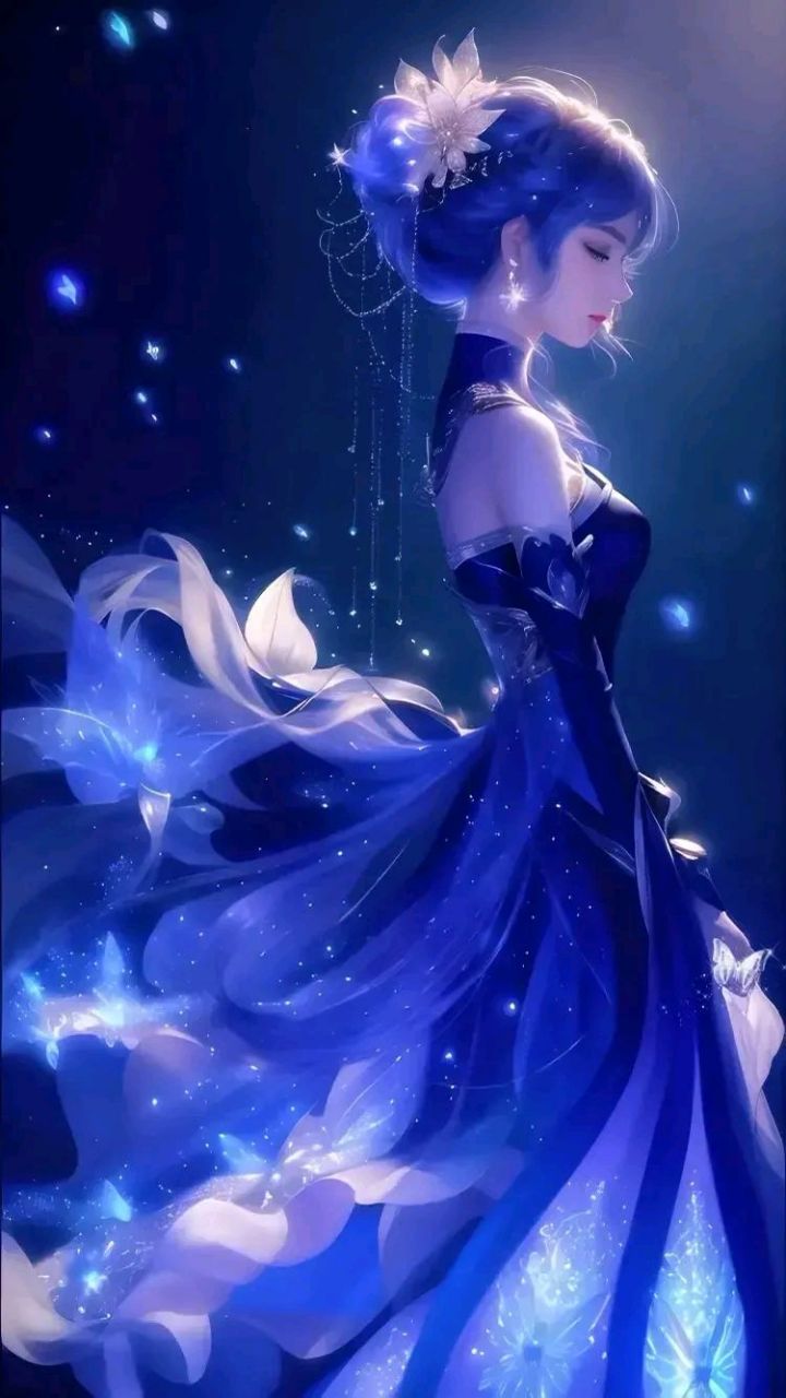 二次元美女壁纸,好像蓝精灵翩然起舞,优雅美丽的公主