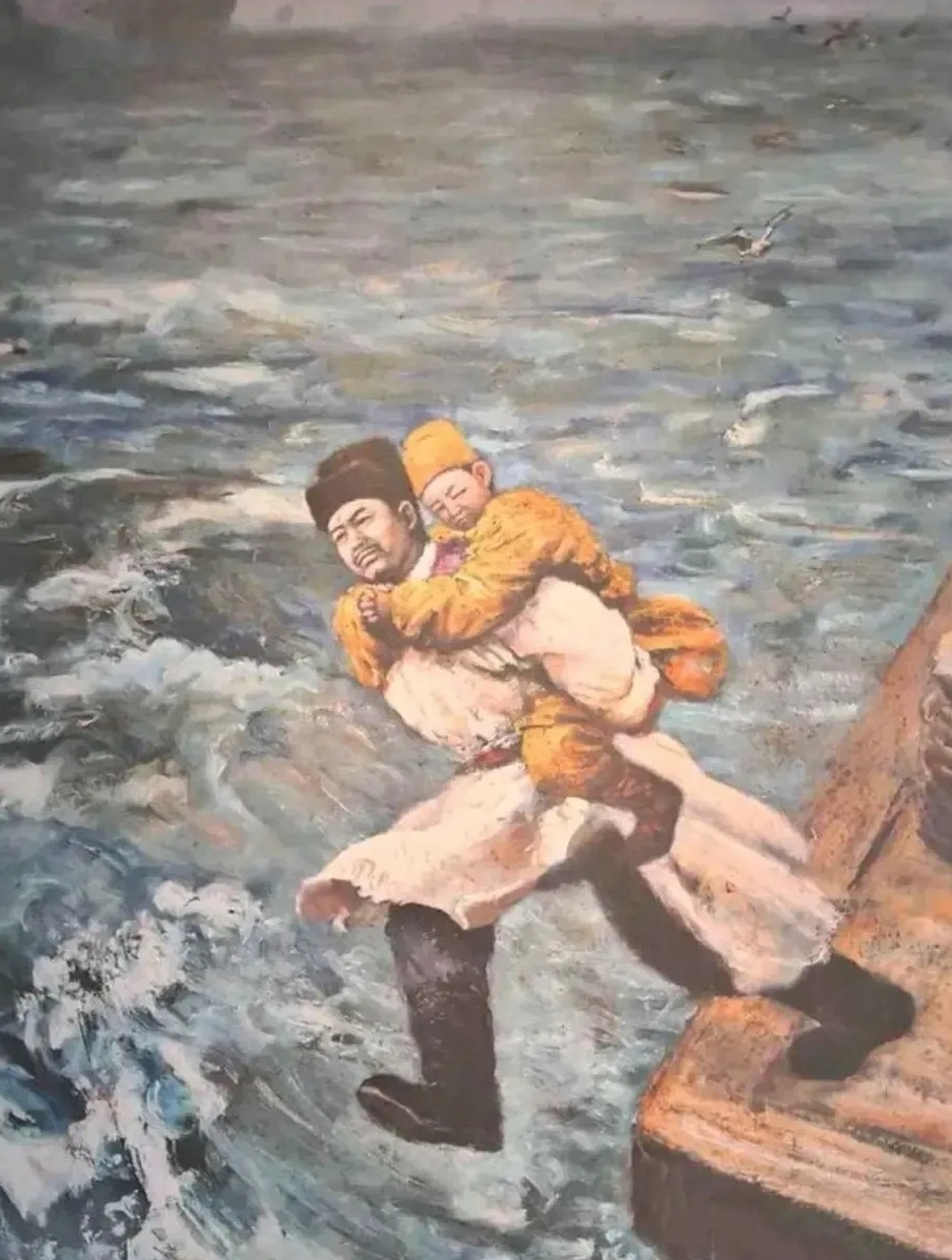 1279年崖山海战,南宋宰相陆秀夫抱起八岁的小皇帝赵昺,一起纵身跃入