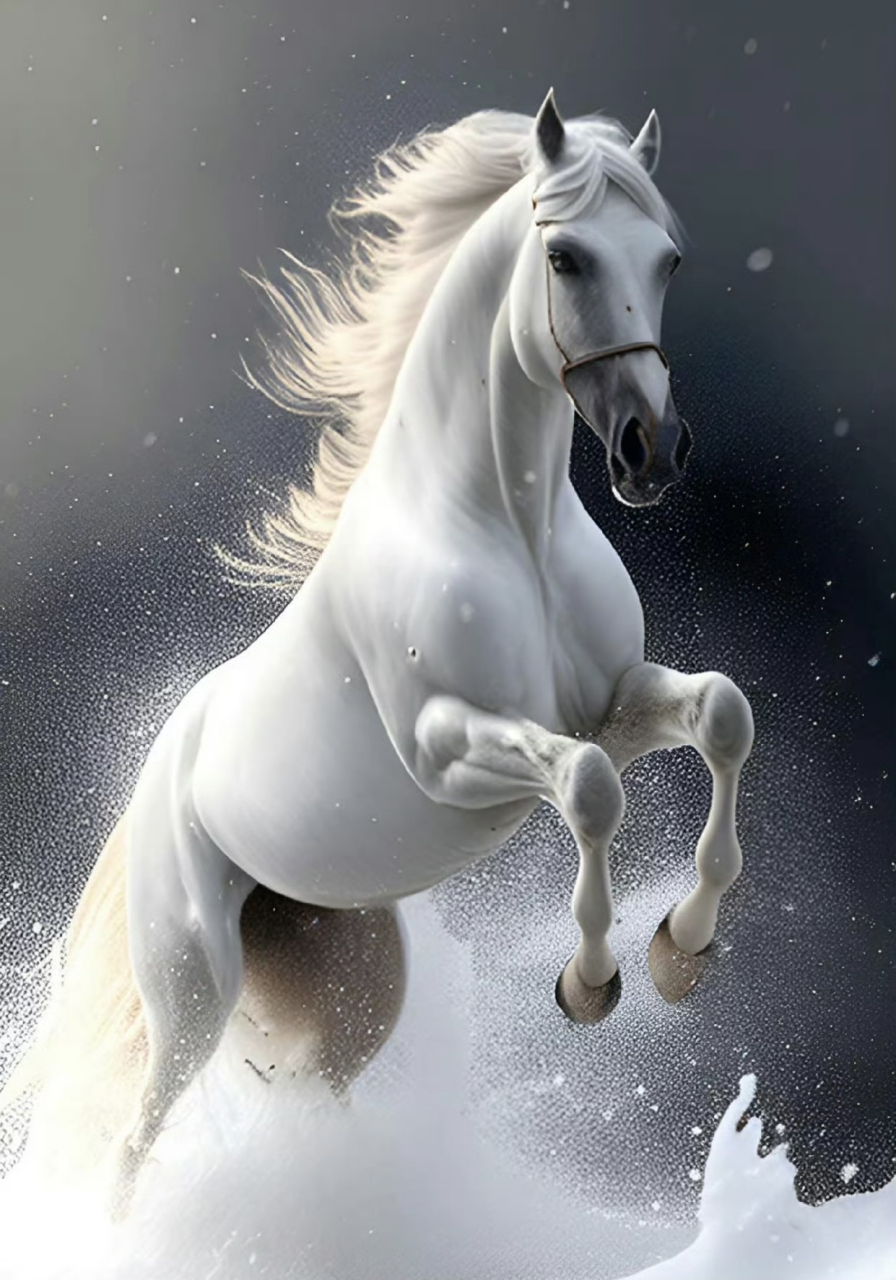 清晨礼赞白色骏马,看到 50好运,点赞 200好运,点赞者一帆风顺,十分