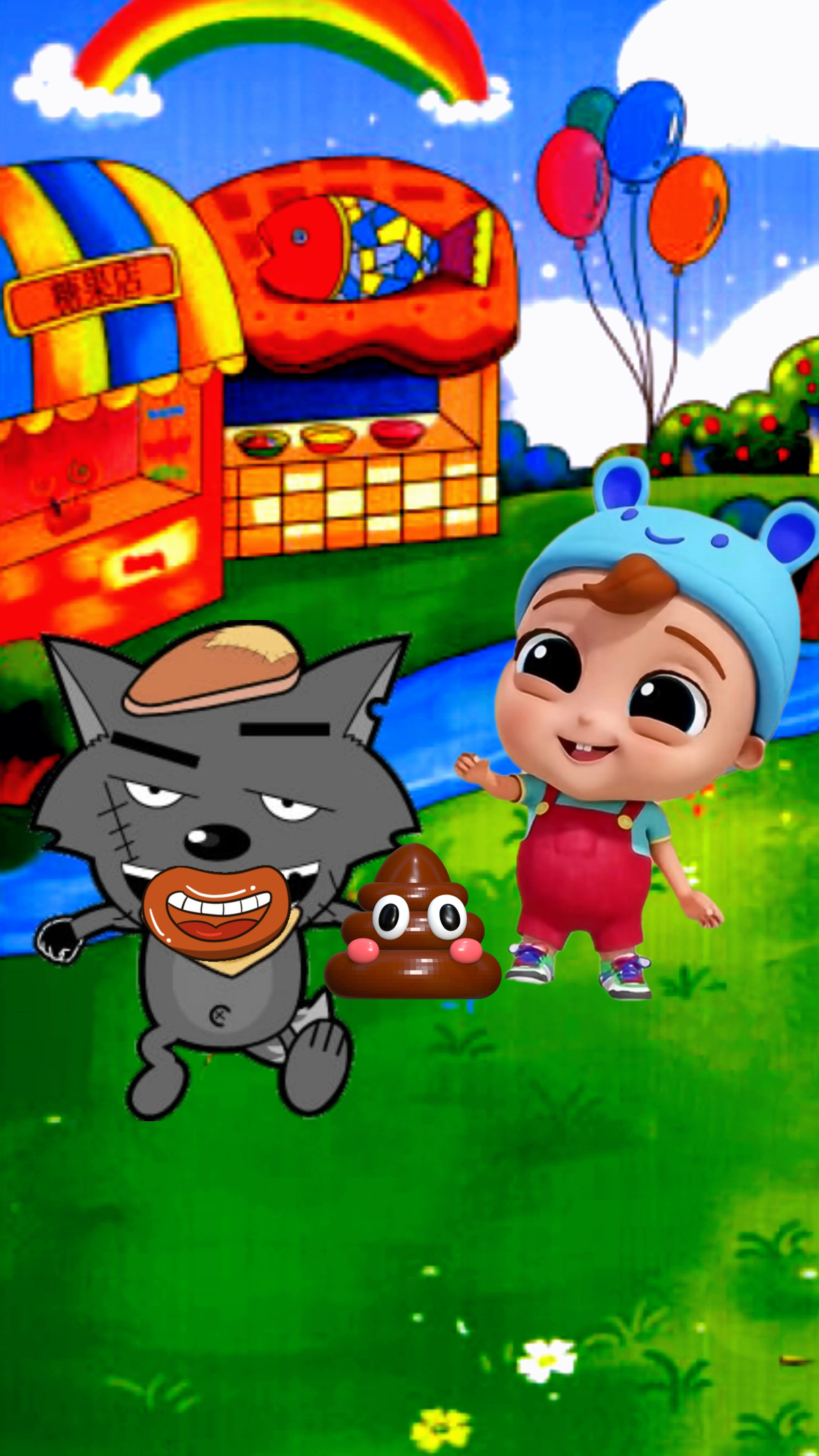 小宝的粑粑面包被灰太狼抢走了,姐姐教训了灰太狼-度小视