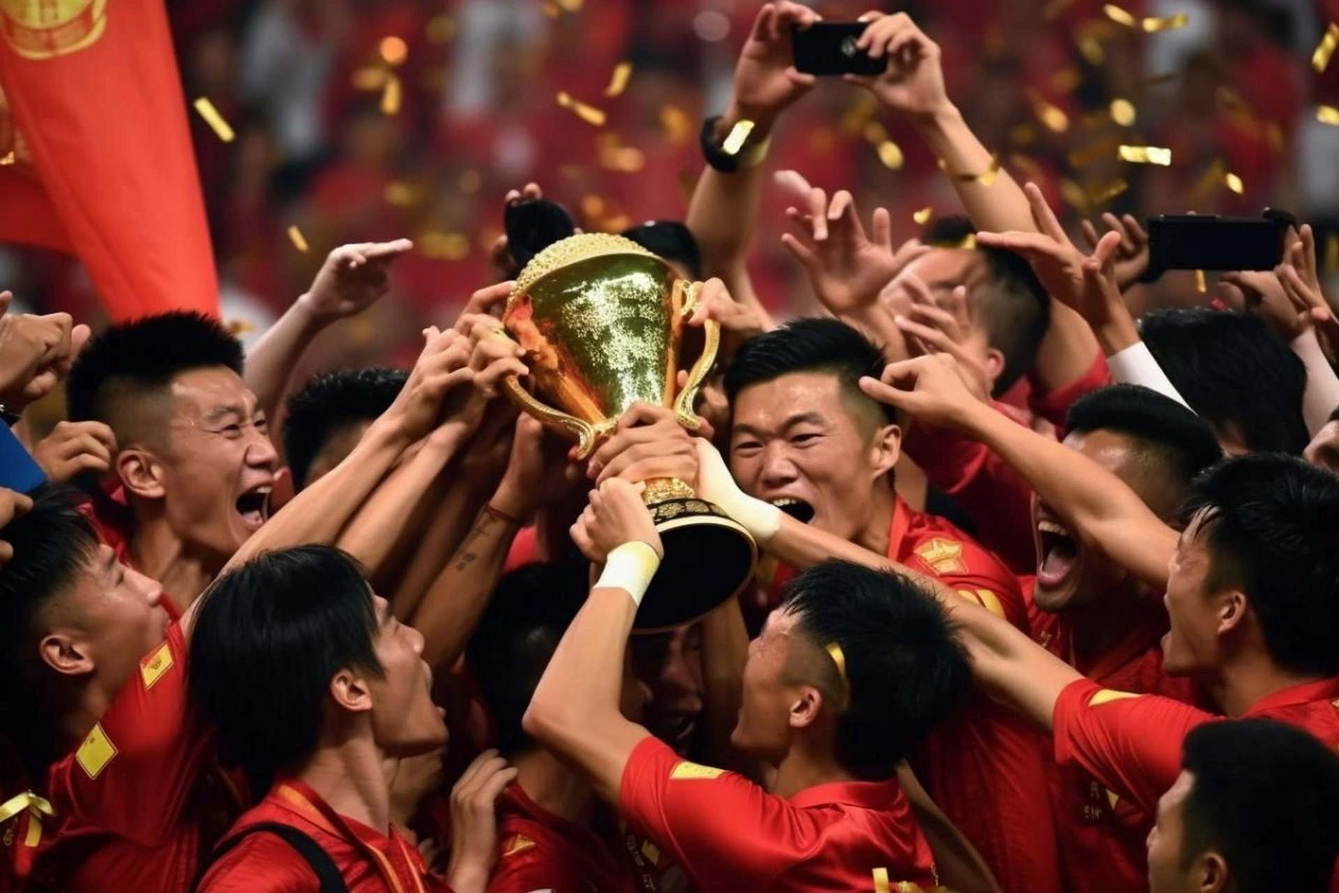 世界杯决赛在成都凤凰山体育场举行,中国队2:1绝杀印度队夺得大力神杯