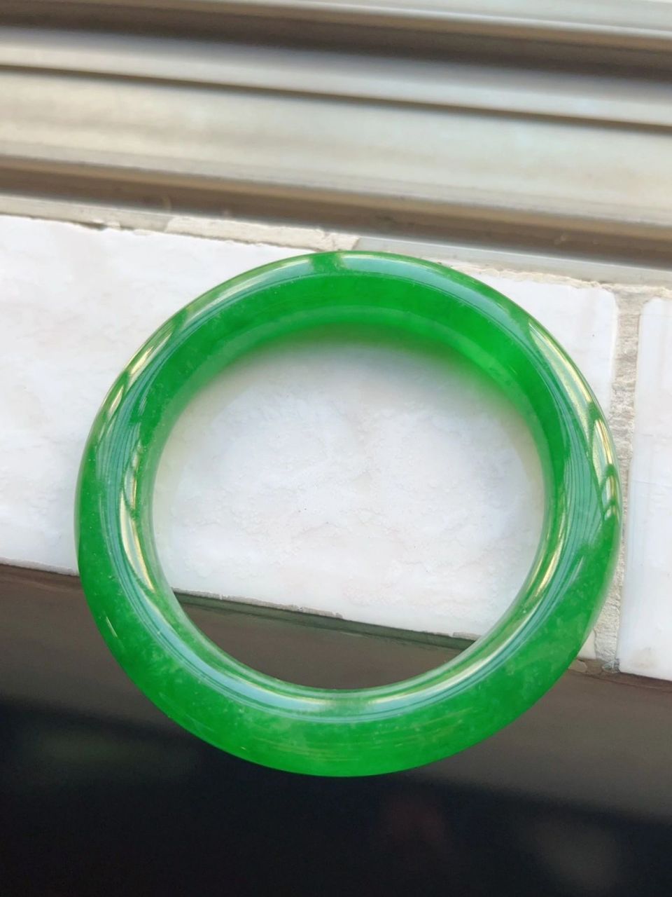 (个人闲置)满绿阳绿帝王绿手镯|||(个人闲置)满绿阳绿帝王绿翡翠手镯