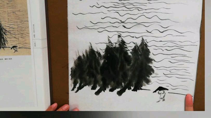 国画:学习齐白石的雨归图,这是纯水墨大意境十分精彩的山水小品