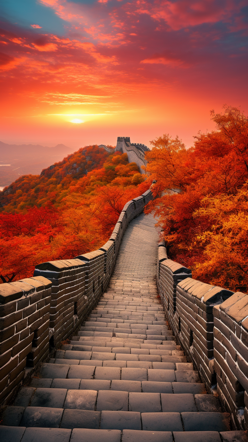 壁纸 | 金秋长城,自然的壮丽华章 金秋时节,长城如一条巨龙蜿蜒绵延