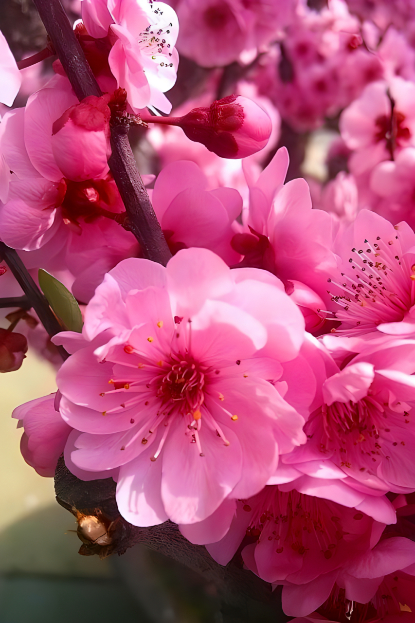 2朵红艳桃花图片