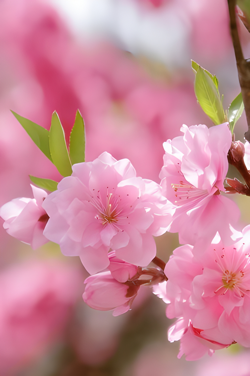 2朵红艳桃花图片