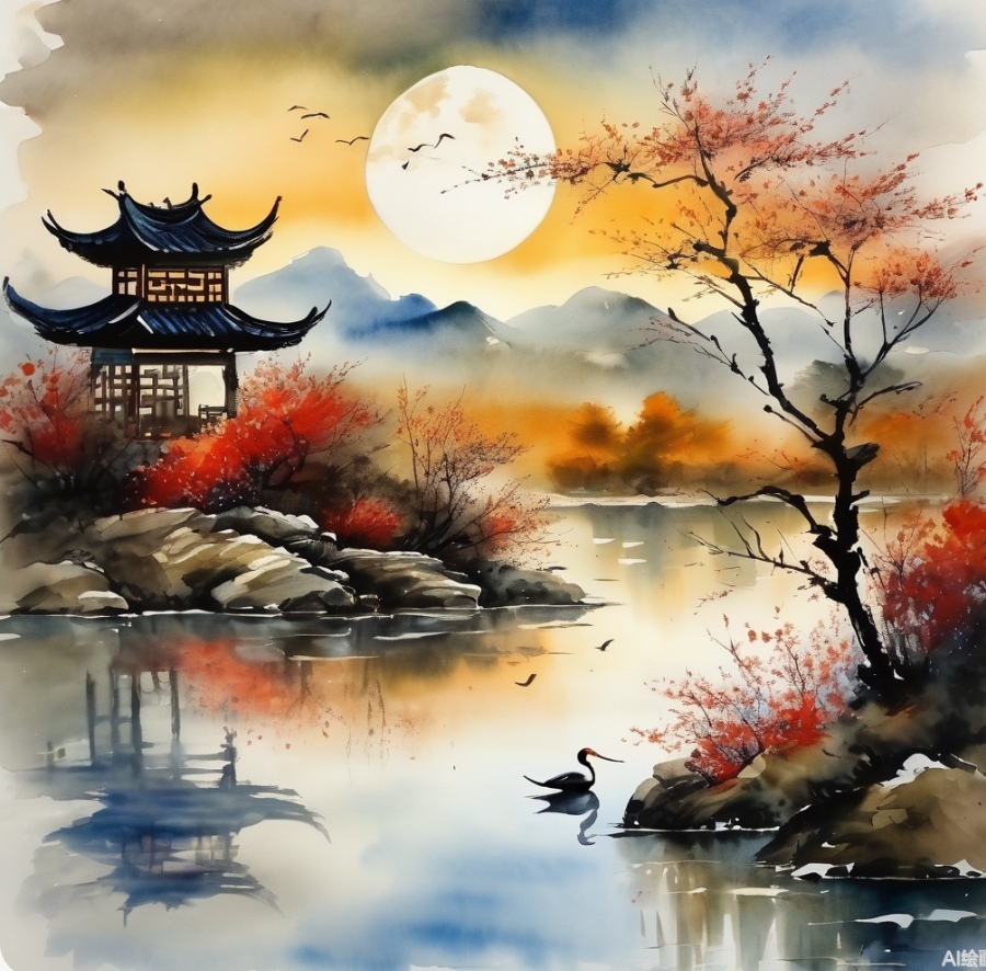 "湖光秋月两相和,潭面无风镜未磨"的意思是: 风静浪息,月光和水色交融