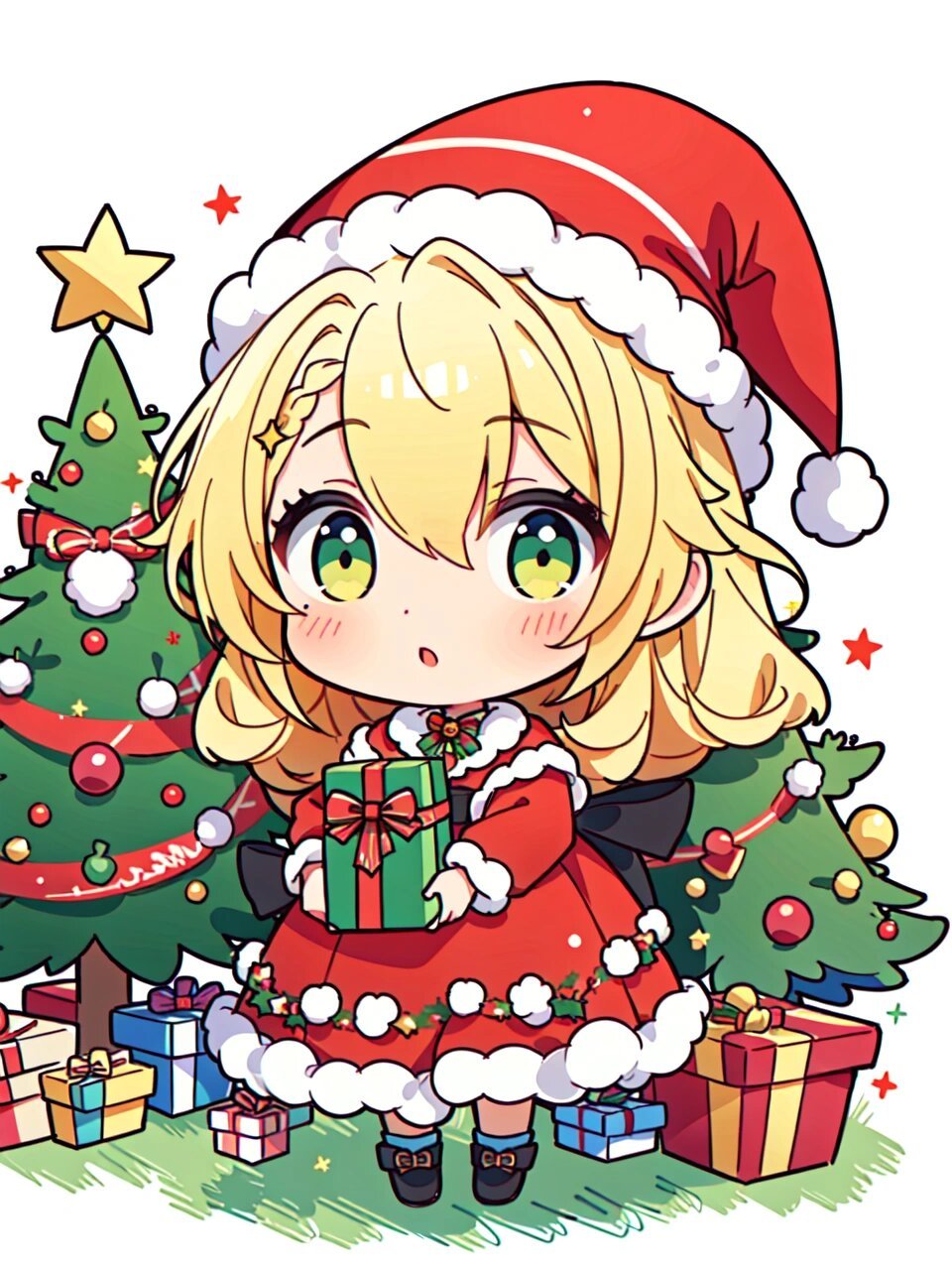 动漫女孩|圣诞节            想象一下,在漫天飘雪的圣诞节,一个可爱