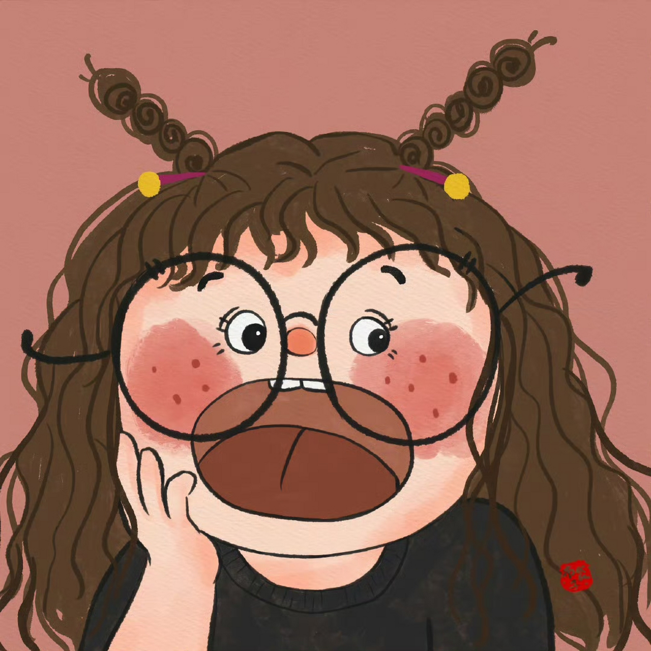 q版大头插画头像 #头像# #插画头像# #头像分享