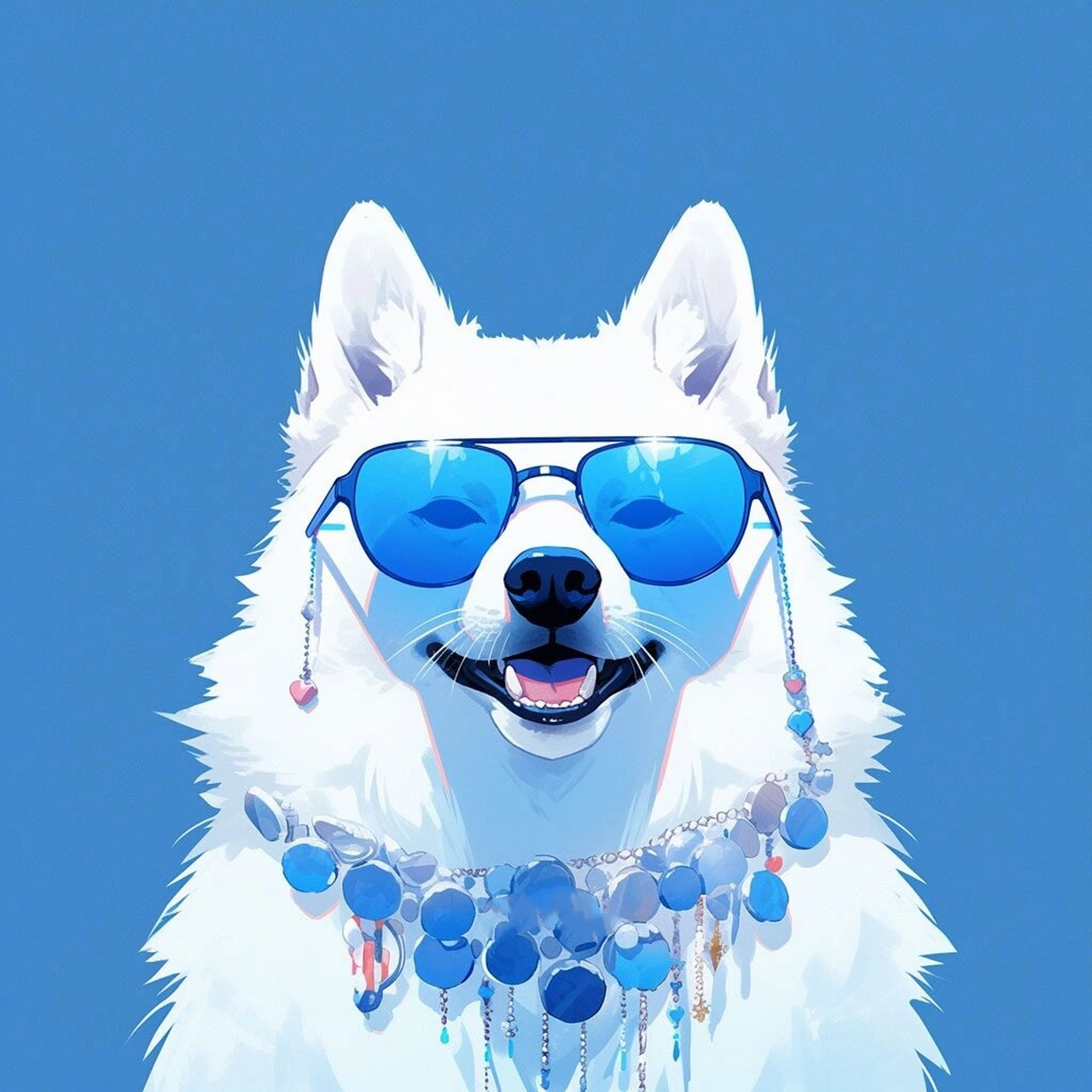 蓝色风暴可爱萨摩耶头像  98萨摩耶戴上眼镜的样子真是让人又惊又喜