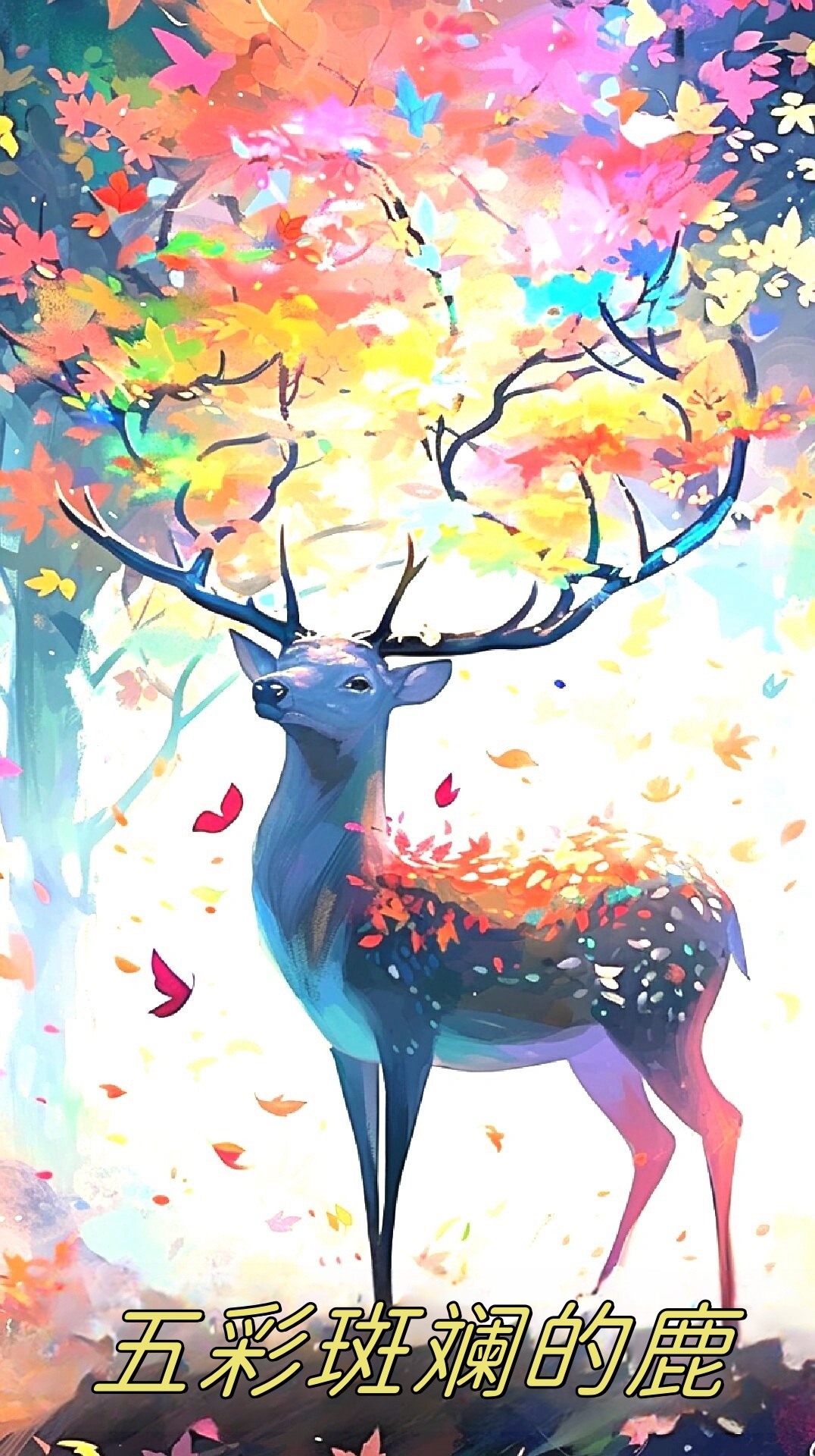 这幅画作以精湛的笔触和丰富的色彩,展现出鹿的优雅和灵动