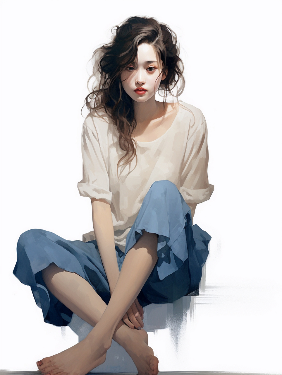 水彩的透明感与女生的清新气质相得益彰,给人一种清新自然的感觉.