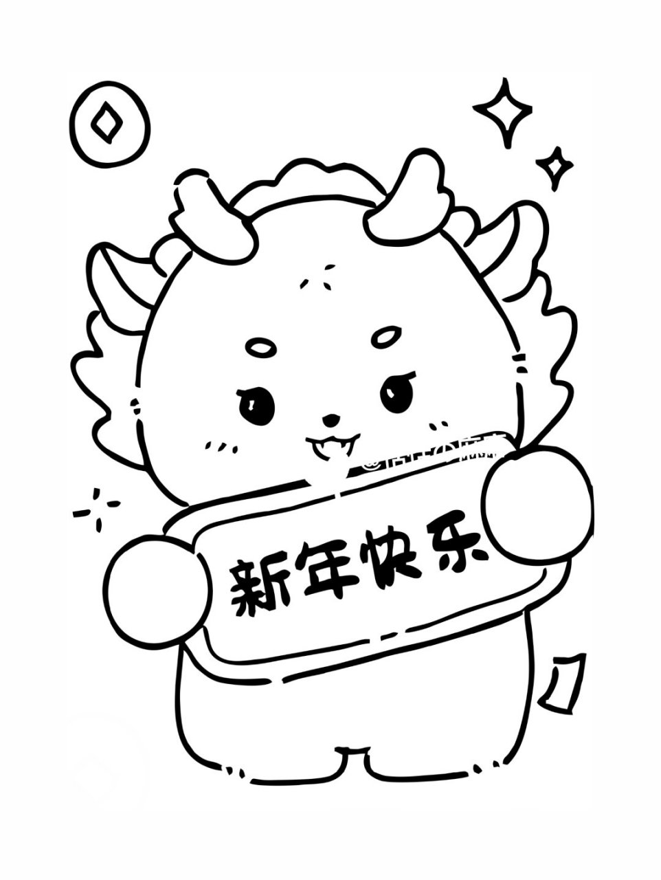 元旦新年的简笔画  以线条勾勒出节日的喜庆氛围.