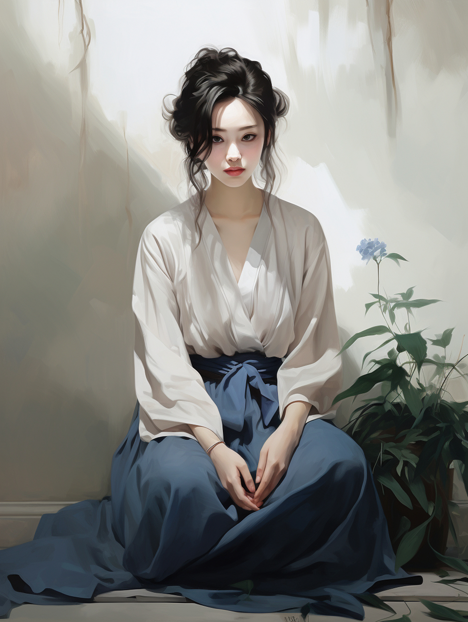 这幅肖像画注重细节的刻画,从眼神到发丝都充满生命力,展现出水彩艺术