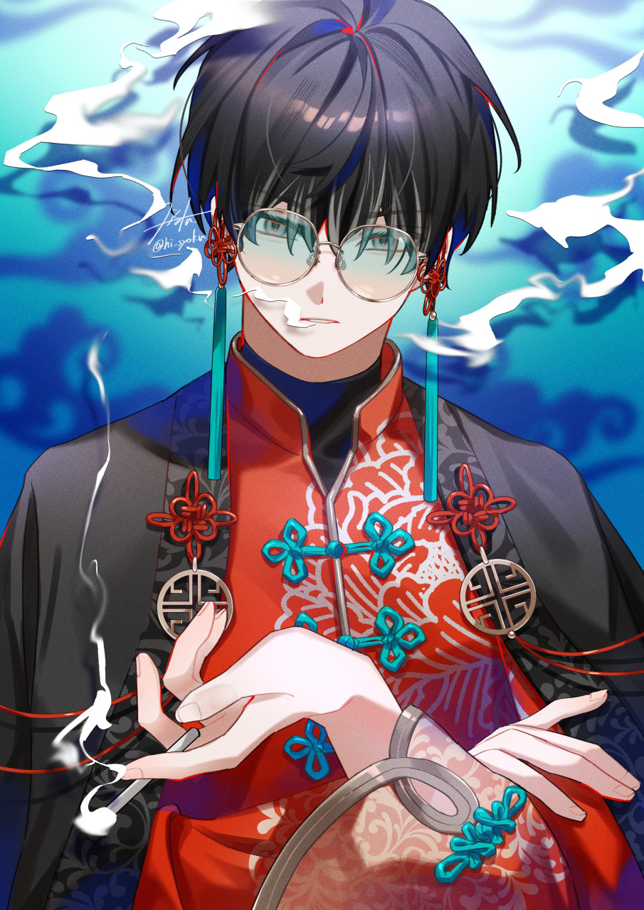 云雾缭绕,只因燃起了一根烟#二次元#  画师:秘色