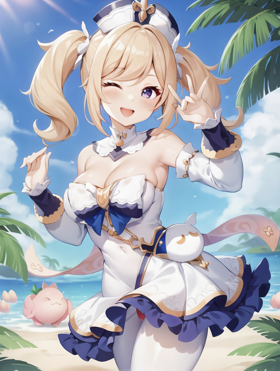 芭芭拉来到了精灵的国度吗?后面的小生物看起来真可爱[滑稽]#原神