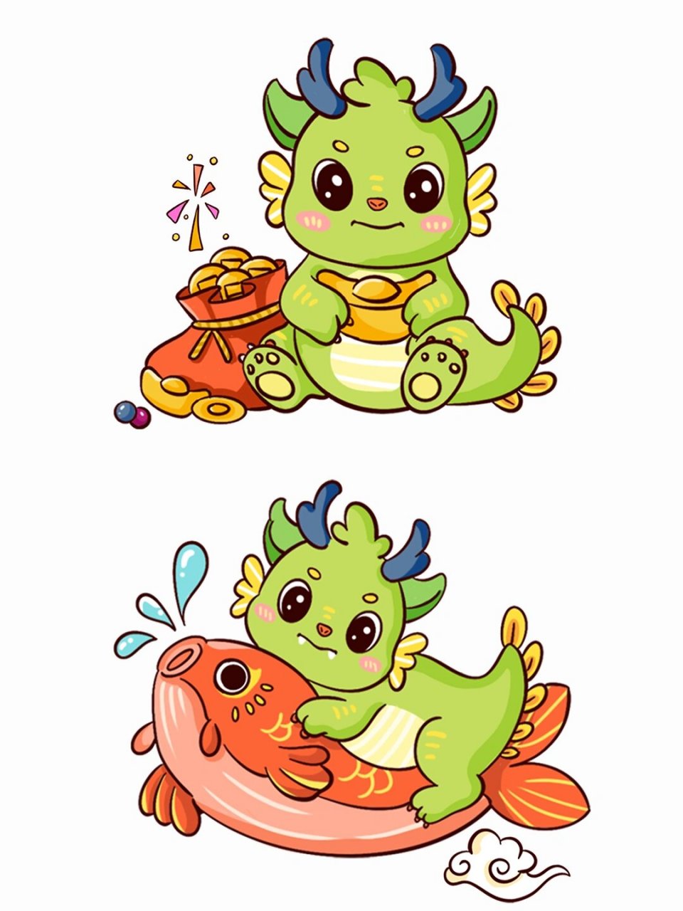 2024卡通小青龙免抠素材分享  卡通小青龙是一种非常可爱和有趣的虚拟