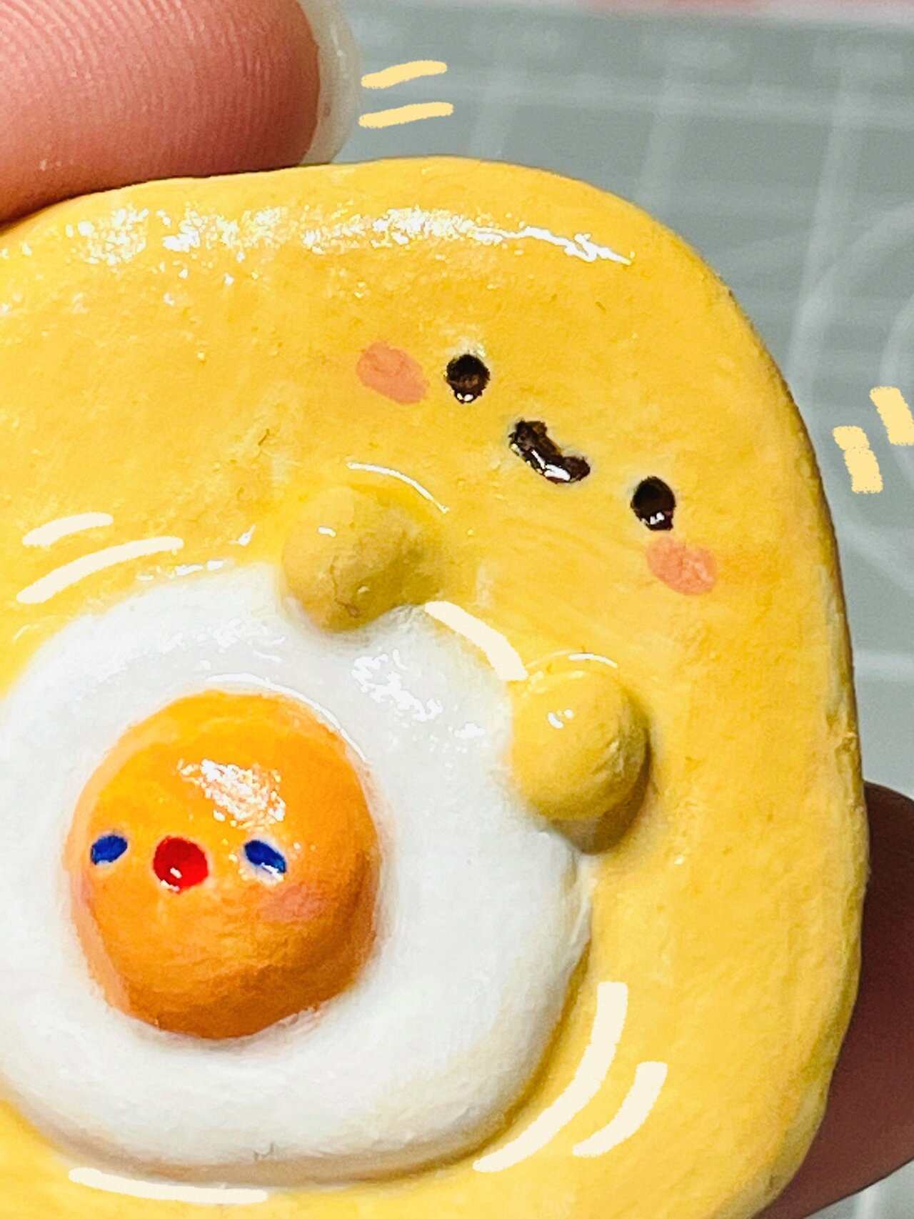 香喷喷de吐司抱蛋→石塑粘土原创||小煎蛋很享受的亚子hhh 之前做过超