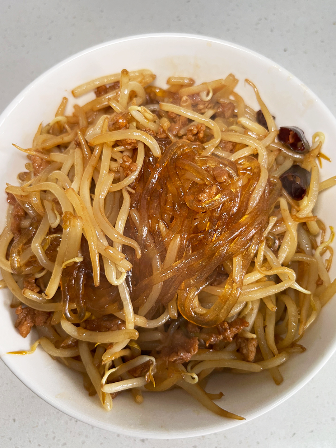 这道肉末豆芽炒粉条简直是家常菜的巅峰之作