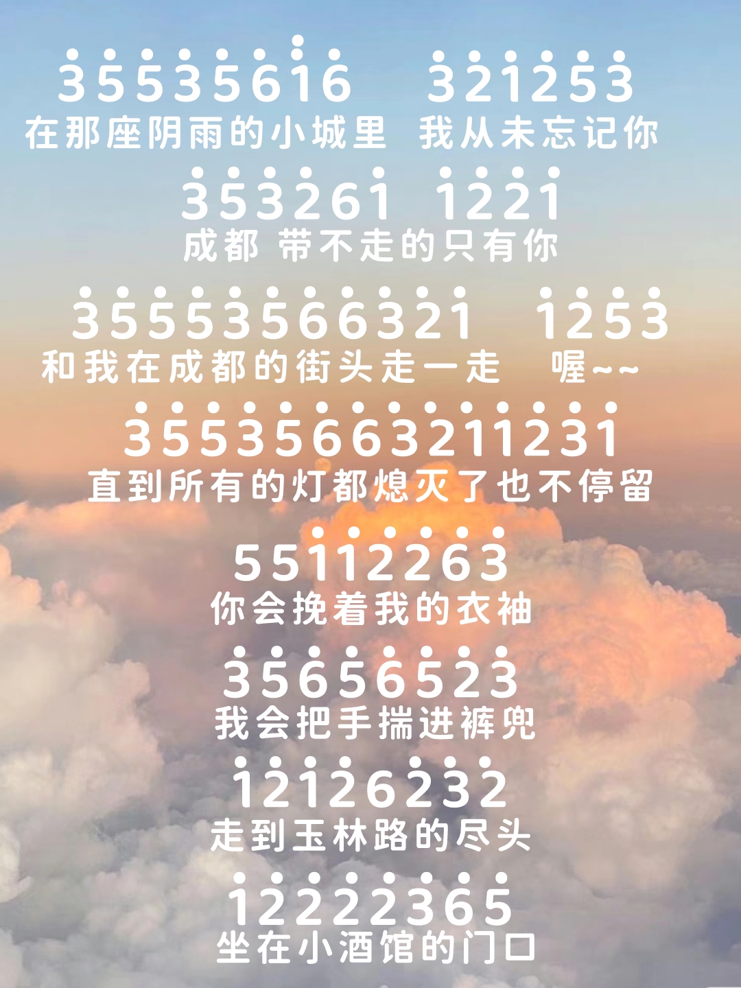 《成都》电子琴简谱分享!