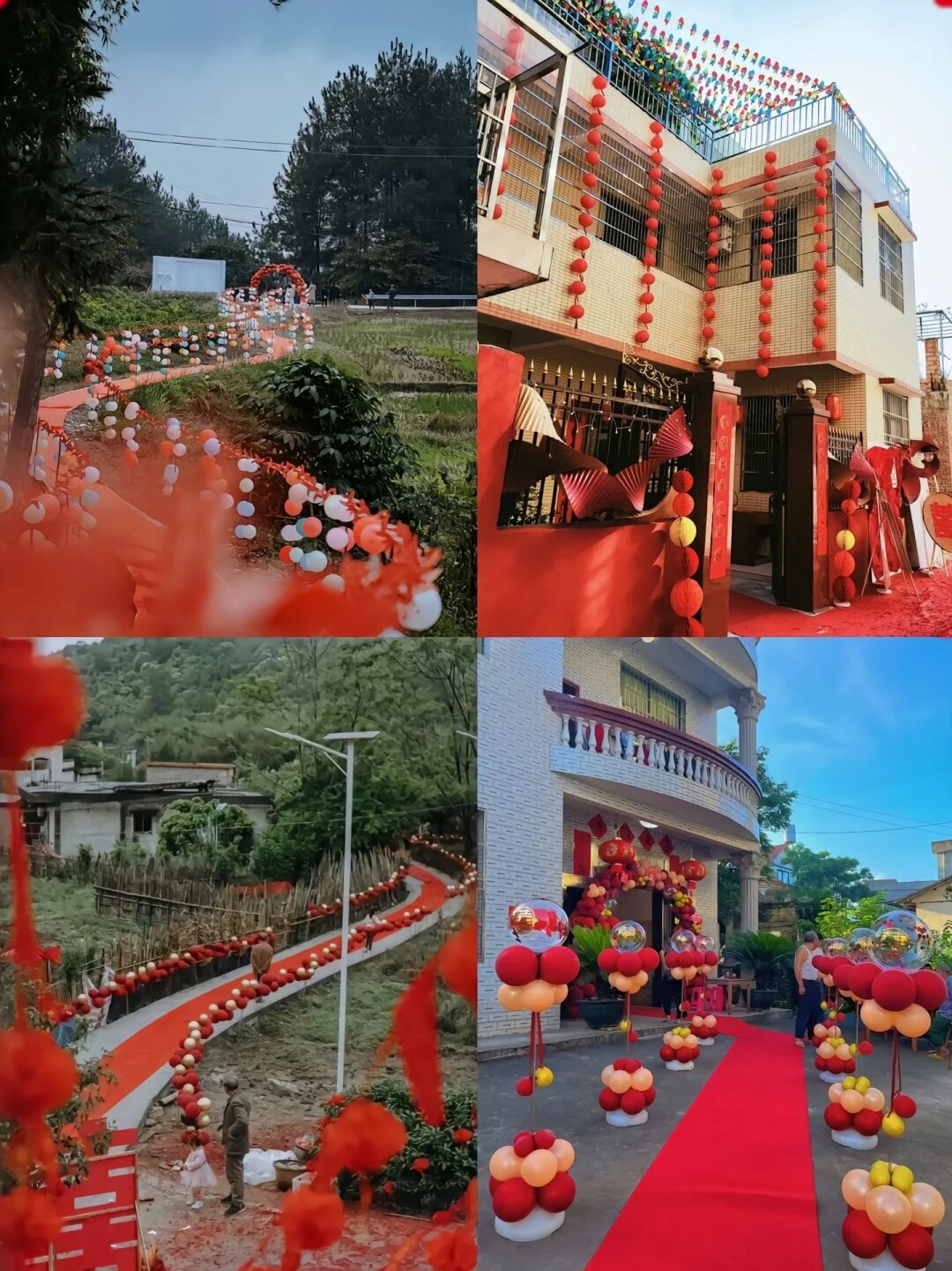 农村婚礼布置,自建房婚礼现场布置
