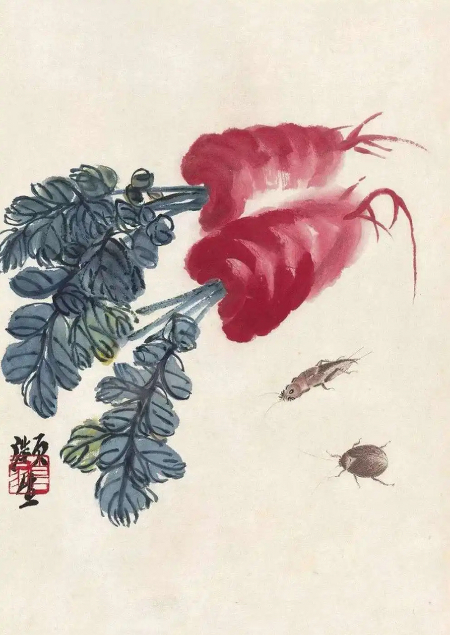 国画大师笔下的萝卜白菜.