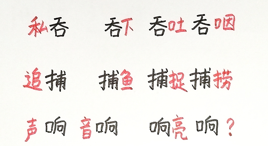 吞,捕,响,准,备,撞,可以怎么组词呢?词语积累,知识分享