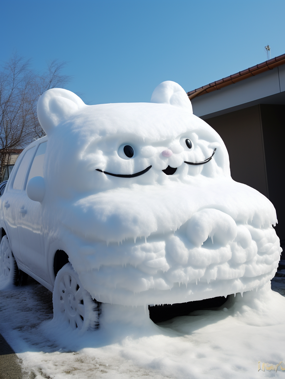 下雪天在车上画叮当猫图片