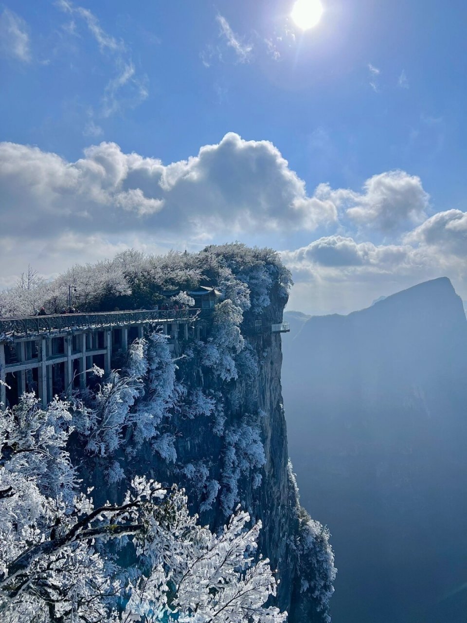 张家界雪景 天门山图片