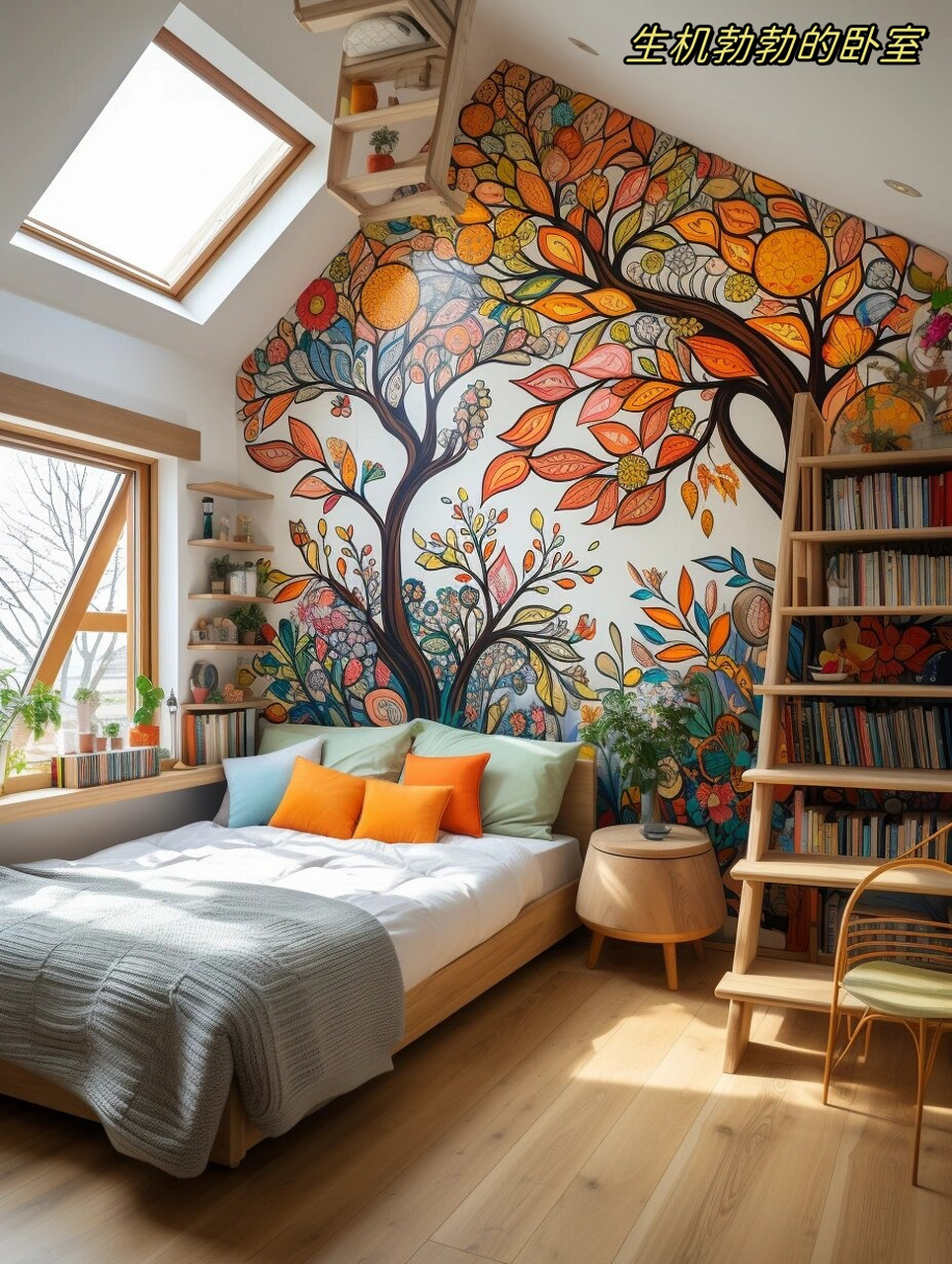 生机勃勃的卧室  墙绘,一种将艺术与生活完美融合的方式