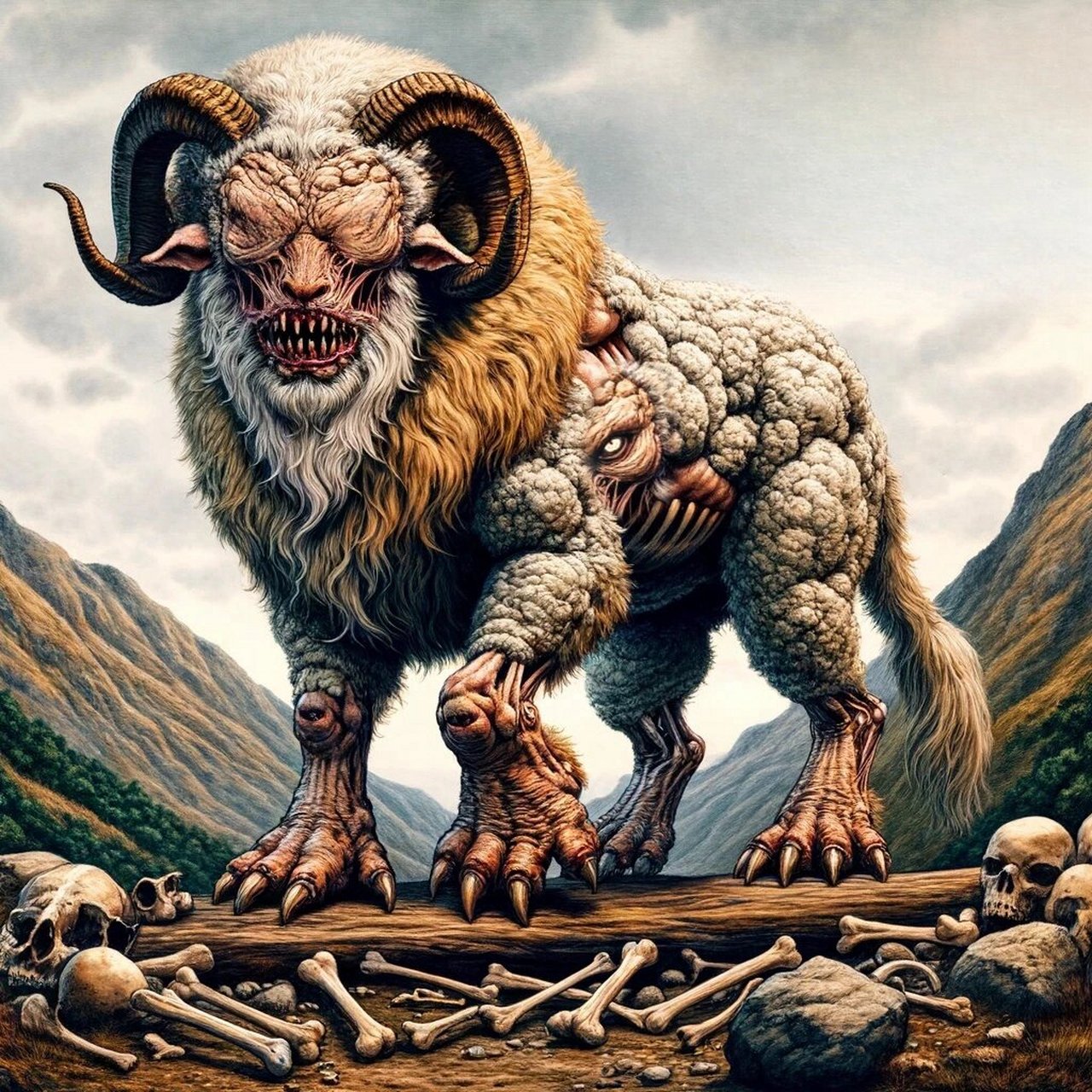 ai画《山海经》系列:狍鸮/饕餮  在古老的《山海经·北山经》中,记载