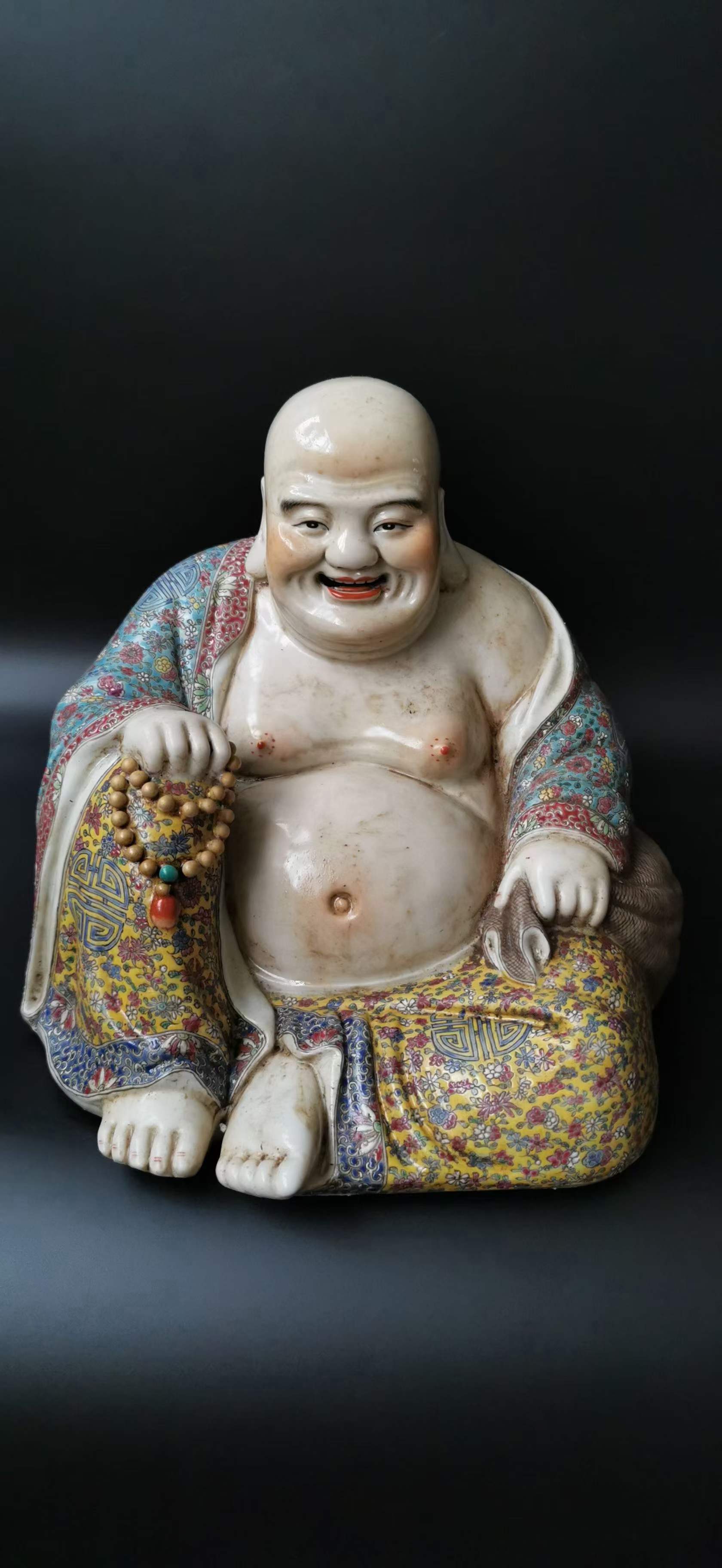 魏洪泰造-粉彩弥勒佛造像「旧藏」高20cm