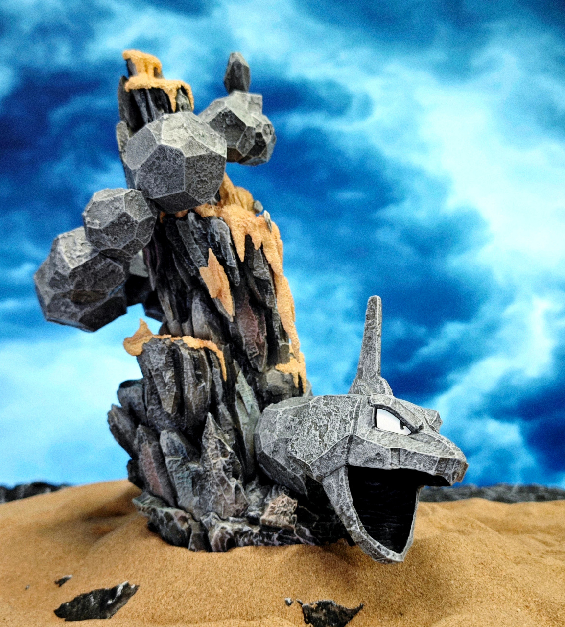 模型欣赏:真新镇  1/20  精灵宝可梦 大岩蛇 原色 676767,by