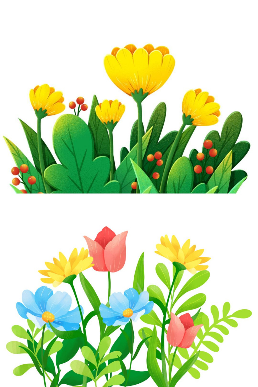 春天花草植物卡通素材分享  在这个即将春暖花开的季节,我们为大家