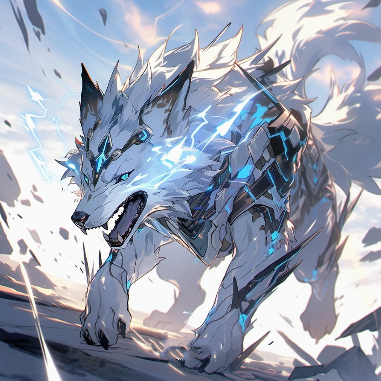 【右滑进化】闪电狼  【色彩】:闪电狼的体色独特,宛如月光凝成的银白