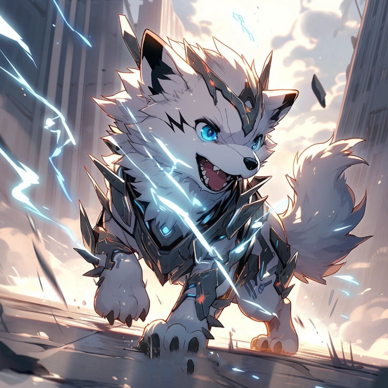 【右滑进化】闪电狼  【色彩】:闪电狼的体色独特,宛如月光凝成的银白