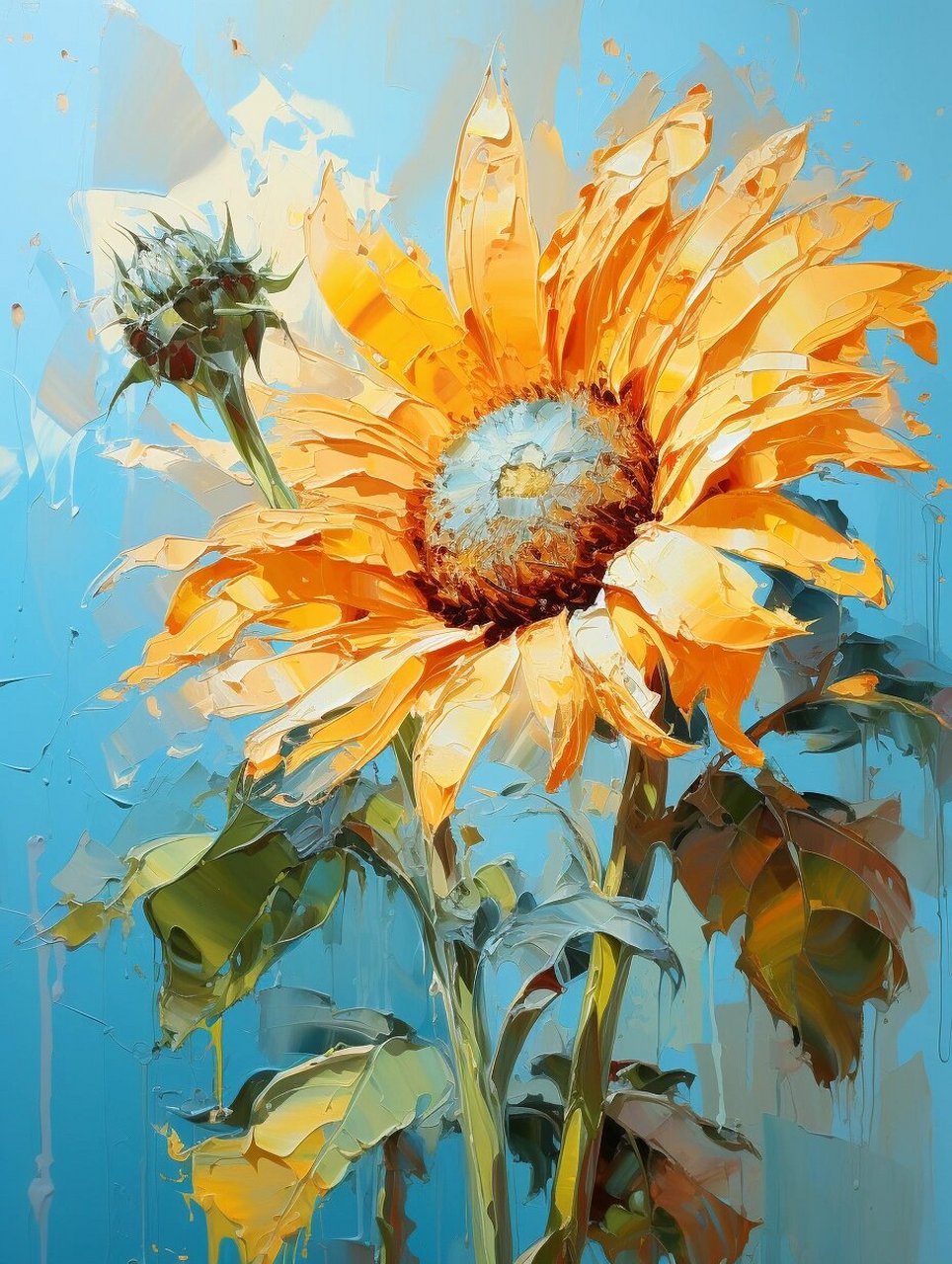 油画|向日葵 向阳而生  在了解向日葵花语的背后故事之前,我曾疑惑
